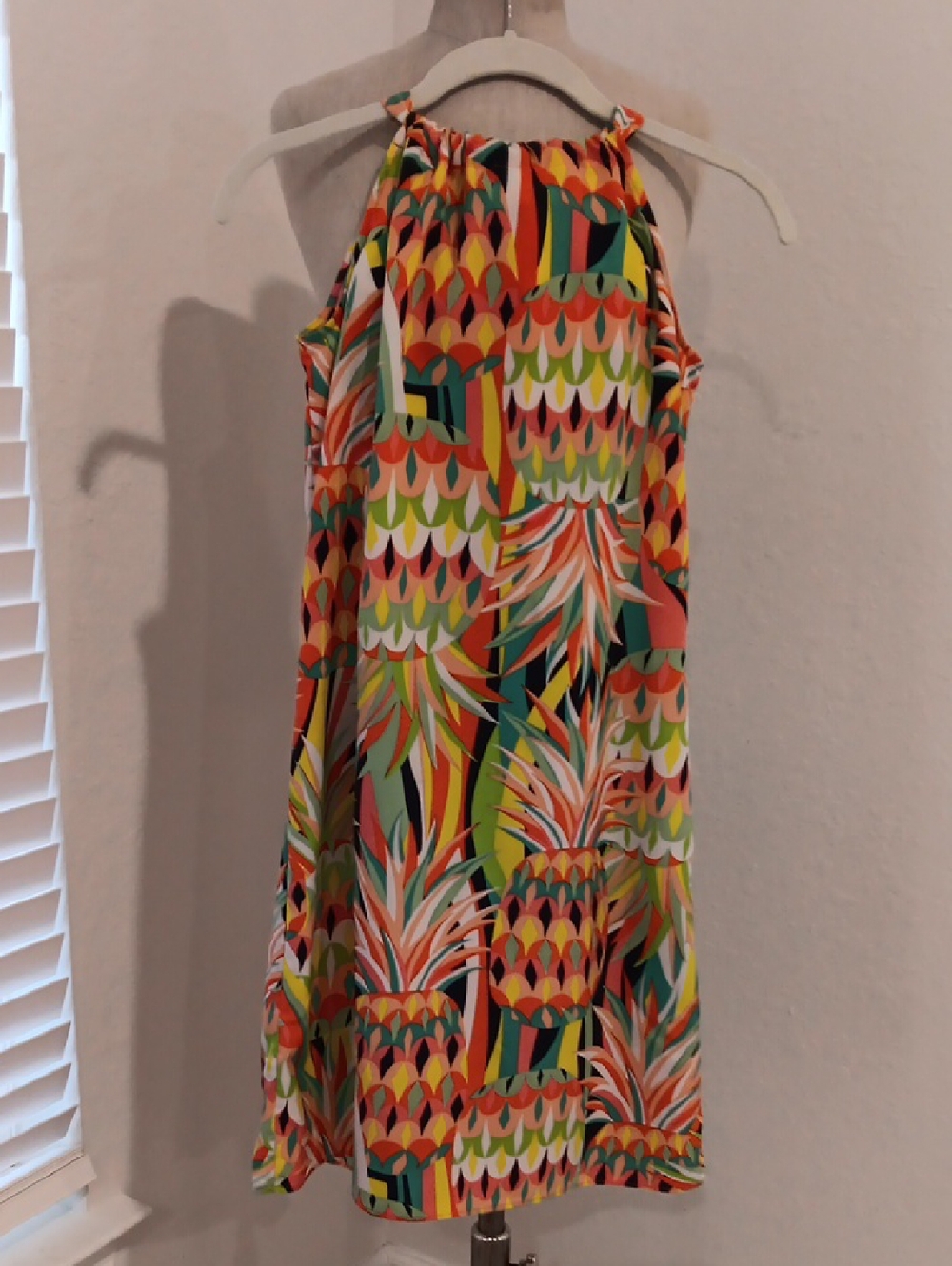 crown & ivy Multi‑Color Tropical Halter Midi Dress